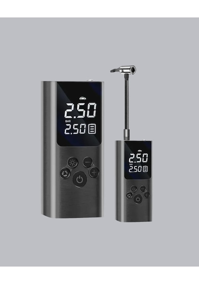 Usb Şarjlı Taşınabilir Hava Kompresörü Dijital Ekranlı Siyah
