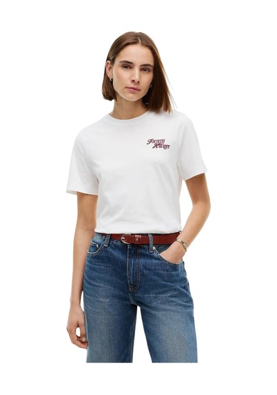 Tommy Hilfiger Scrıpt New Reg C-nk S/s Tshırt Kadın Beyaz T-shirt - Ww0ww52360