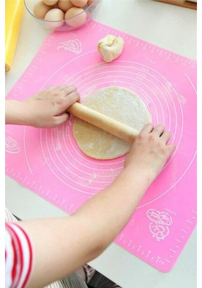 Baker Home Büyük Boy Silikon Hamur Açma Matı 65x45 Cm Pembe