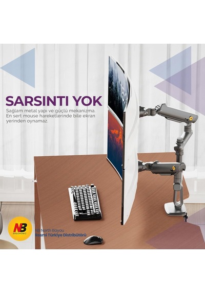 Tr North Bayou D9c 27-50 İnch Çift Kol 2-20 Kg Vesa Uyumlu Profesyonel Monitör Standı