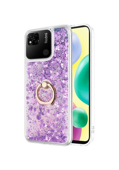 Xiaomi Redmi 10a İçin Kılıf Glitter Liquid Holder Mor Redmi 10a İle Uyumlu Kılıf - Mor