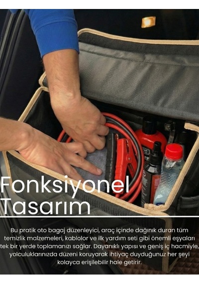 Araç Bagaj Düzenleyici Organizer Deri Kaymaz Cırt Bantlı Geniş Hacimli Çanta,su Geçirmez A1