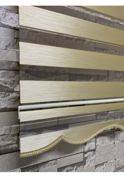 Krem Renk Bambu Zebra Perde (Etekli)