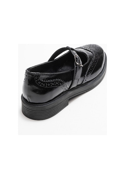 Luvishoes Luvi Shoes Janney Siyah Rugan Hakiki Deri Bantlı Kadın Loafer Ayakkabı SİYAH RUGAN