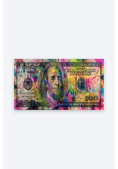 Tam Renk Renkli 100 Dolar Dekoratif Kanvas Duvar Tablosu Çok Renkli