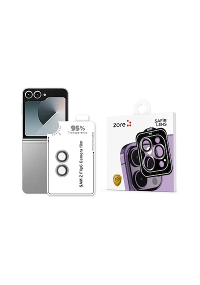 Mobilefix Galaxy Uyumlu Z Flip 6 Cl-11 Safir Parmak İzi Bırakmayan Anti-reflective Kamera Len Gümüş