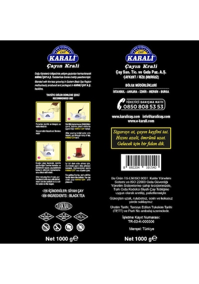 Karali Karadeniz Filiz Siyah Dökme Çay 1 KG