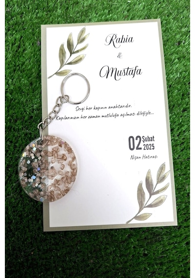 Şeffaf Epoksi Anahtarlık 15 Adet Epoksi Hediyelik Anahtarlık - Kişiye Özel - Kına Düğün Hediye Çok Renkli