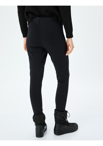 Koton Slim Fit İçi Polarlı Fuzo Kayak Taytı Siyah 5wak80101ek Siyah SiYAH