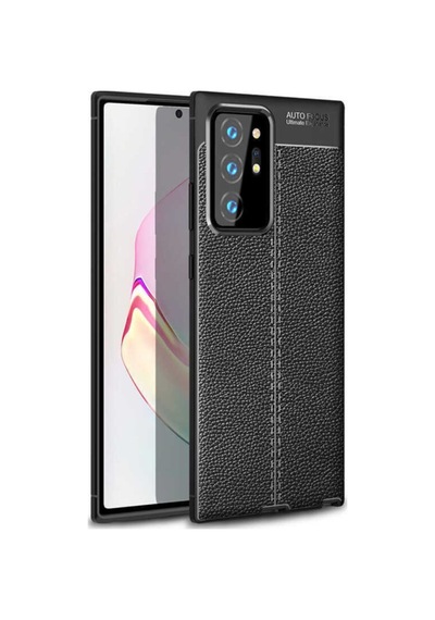 Fibaks Galaxy Note 20 Ultra Uyumlu Kılıf Deri Görünümlü Armor Silikon Kapak