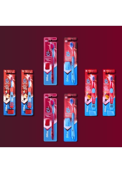 Difaş Trabzonspor Lisanslı Aile Diş Fırçası Seti Yumuşak 4 Yetişkin 4 Çocuk