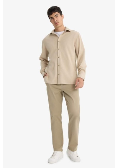 Defacto Regular Fit Polo Yaka Twill Uzun Kollu Gömlek F0338ax25aubg206 Bej-bg206