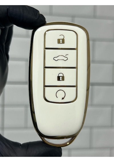 Gma Keys Chery Tiggo 8 Pro Omoda 5 Tiggo 7 Avantgarde Jaaeco Smart Nano Anahtar Kılıfı Beyaz Gold Altın Renk