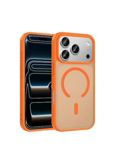 Apple Uyumlu iPhone 17 Pro Max Kılıf M-safe Şarj Özellikli Mkst Babet Kapak - Turuncu