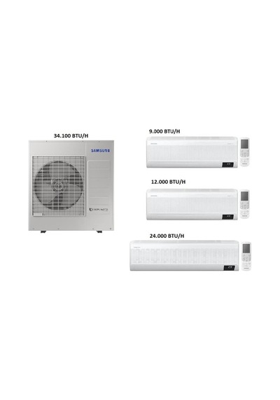 Samsung Windfree 9 + 12 + 24 BTU + 10 kW Dış Ünite Duvar Tipi Multi Klima
