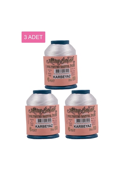3 Adet Altınbaşak Oya Ve Dantel İpi 20 Gr - Royaleks - No: K.beyaz