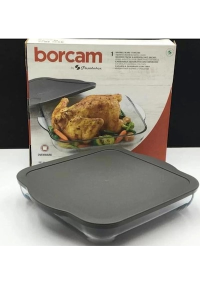 Paşabahçe 59024 Borcam Gri Kapaklı Fırın Tepsisi 28x28cm
