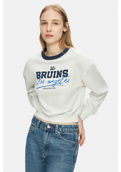 Ucla Mello Kemik Rengi Bisiklet Yaka Crop Baskılı Loose Fit Kadın Sweatshirt Kemik Rengi Ucla Mello Kemik Rengi Bisiklet Yaka Crop Baskılı Loose Fit Kadın Sweatshirt Kemik Rengi