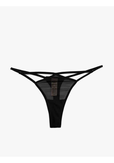 Koton Transparan Tül String Külot Siyah 5slk30028mk Siyah