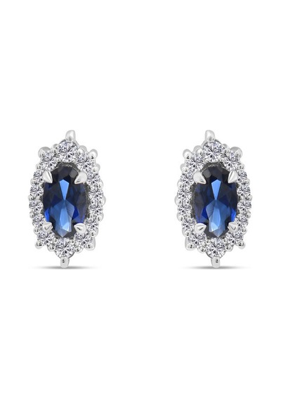 0.70 Karat Safir Pırlanta Küpe - Hrd Sertifikalı