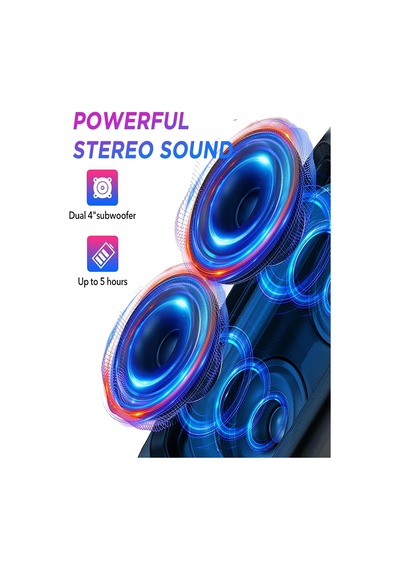Extra Bass Bluetooth Hoparlör Speaker Karaoke Mikrofonlu 10w 2x4inç Subwoofer Rgb Işıklı 1500mah Tws