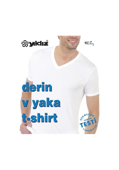 3'Lü Yıldız 355-356 Erkek Derin V Yaka Kısa Kollu T-Shirt