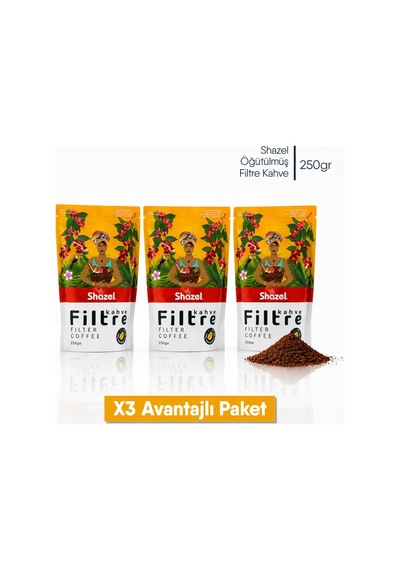 Shazel Filtre Kahve Öğütülmüş Doypack 250 Gr 3 Paket