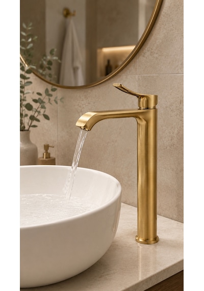 Valtemo Valero Çanak Tipi Lavabo Bataryası Mat Altın Vm-1214
