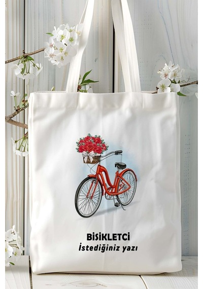 Art Hediye Bisikletci Bisikletçi Bisiklet Baskılı Bez Omuz Çantası Kişiye Özel Model 31 Çok Renkli