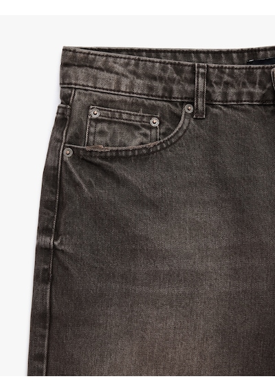 Koton Pamuklu Cepli Normal Bel Straight Fit Bermuda Jean Şort Ovd 6sam40393nd