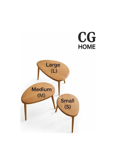 Ant Home Damla Model İskandinav Masif Kayın 3 Lü Zigon Sehpa Doğal Kayın Panel Vernikli Modern Tasarım Naturel