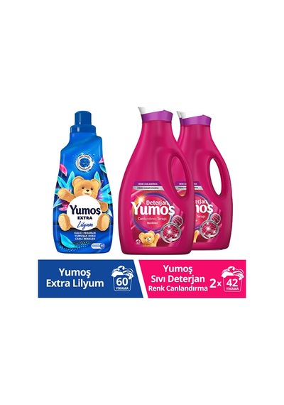 Yumoş Extra Lilyum Konsantre Yumuşatıcı 1440 Ml Renkli Giysiler I 3'lü Set