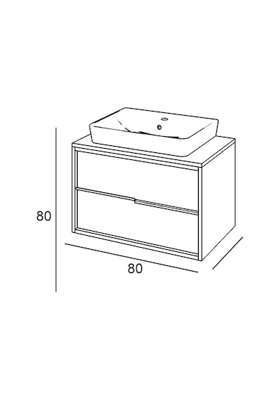 Turkuaz Seramik Duru Etajerli Lavabo 60 x 40 CM - Matia 80 Alt Modül