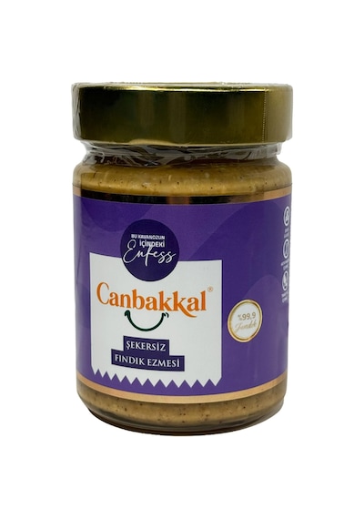 Canbakkal %99,9 Şekersiz Fındık Ezmesi 300 G İlave Şekersiz ve Katkısız Saf Fındık Kreması