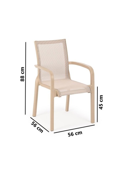 Omnipazar Sy-2528 Plastik Fileli Bahçe Koltuk Sandalye 4'lü Set Bej