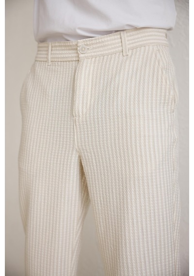 Braccas Erkek Esnek Dokulu Slim Fit Bej Pantolon Bej