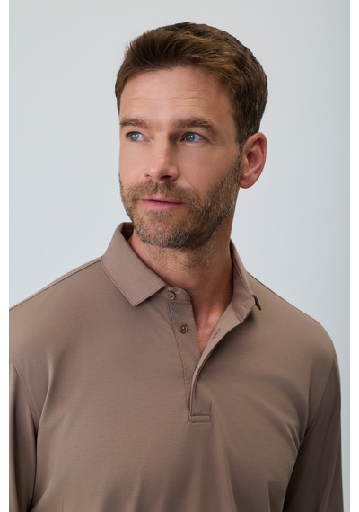 Morven Erkek Açık Kahve Polo Yaka Rayon Sweatshirt 27ks063002411 Açık Kahve Açık Kahverengi