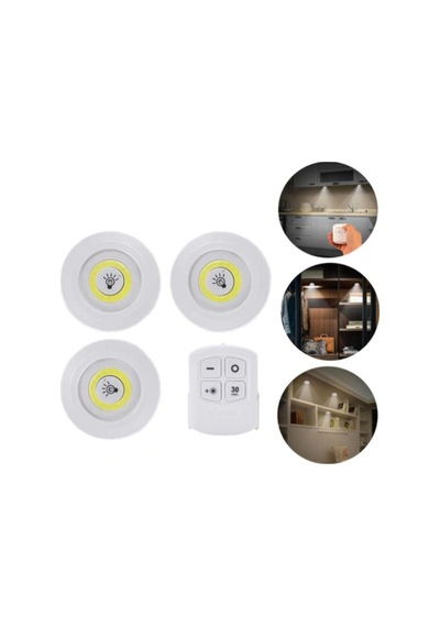 Led Işık Kablosuz Uzaktan Kumandalı Led Ampul Seti 3'lü Set Beyaz