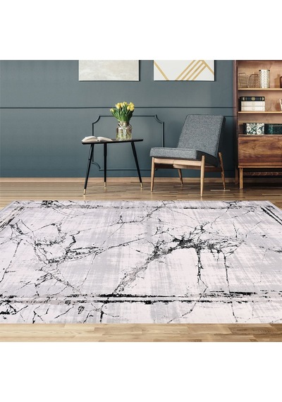Çam Halı Crea Plus Stone Roxanne 17103 Gri Siyah Modern Desenli Makine Halısı