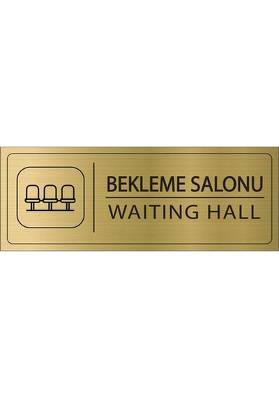 Bekleme Salonu İsimlik Altın Metal Kapı İsimliği Levhası Yönlendirme Tabelası