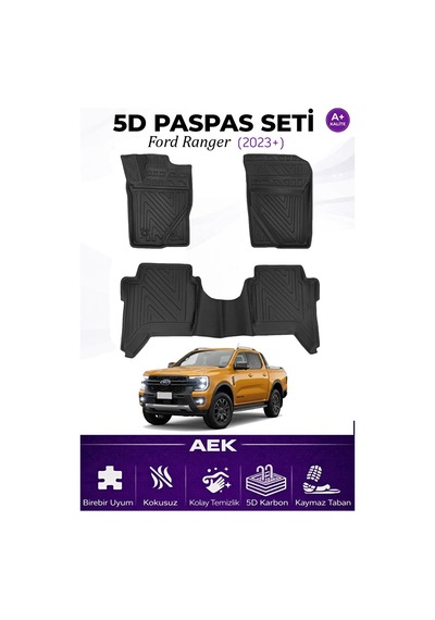 Ford Ranger 2023+ Araca Özel Havuzlu "karbon" Paspas Takımı