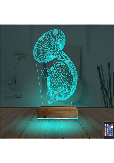 Luvivia Korno Enstrüman Müzik 3d Lamba - Masa Gece Lambası Şeffaf