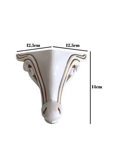Sultan Lükens Desenli 14cm Plastik Ayak Mobilya Masa Ve Dolap Ayağı 14cm Beyaz Altın Varak 4 Adet Altın