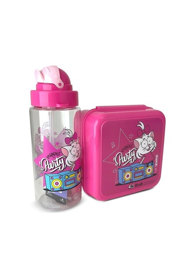 Kral Şakir Pipetli Tritan Matara Ve Beslenme Kabı Set, 500 Ml, Pembe Diğer
