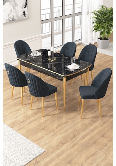Canisa Edaf Serisi 80x132 Açılabilir Siyah Mermer Desen Mutfak Masa Takımı 6 Antrasit Sandalye Gold Detay Masa Siyah Mermer Sandalye Antrasit Gold Ayak Canisa Edaf Serisi 80x132 Açılabilir Siyah Mermer Desen Mutfak Masa Takımı 6 Antrasit Sandalye Gold Detay Masa Siyah Mermer Sandalye Antrasit Gold Ayak