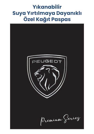 Yıkanabilir Peugeot Oto Paspas Kağıdı Siyah Gümüş Baskı 50 Adet