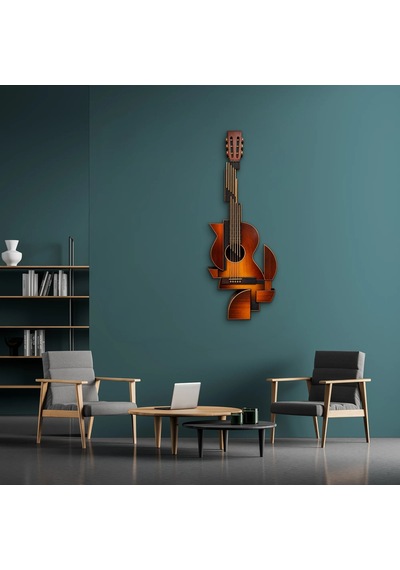 Geometrik Gitar - Metal Tablo - Dec0188 33 X 90 Cm Çok Renkli