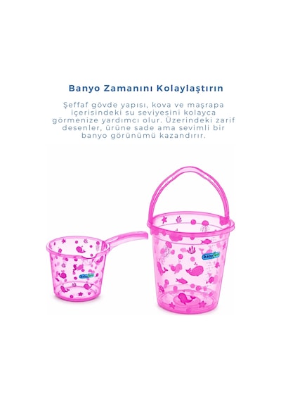 Babyjem Şeffaf Kova & Maşrapa Set Pembe Desenli