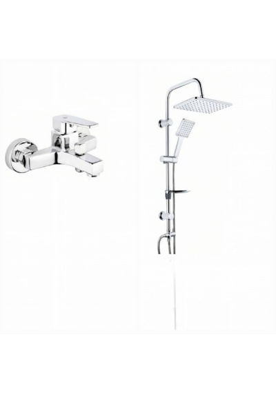 Tema Kare 61011 Banyo Bataryası + Tema 53242 Carismo Tepe Duş Seti