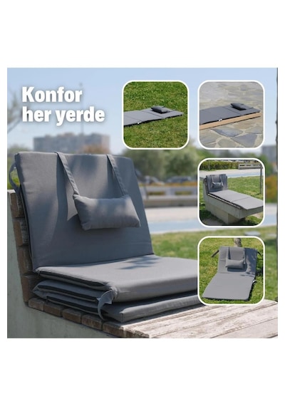 Xpermate Katlanır Şezlong Minderi Kamp Yatağı 180x60x3 Bej
